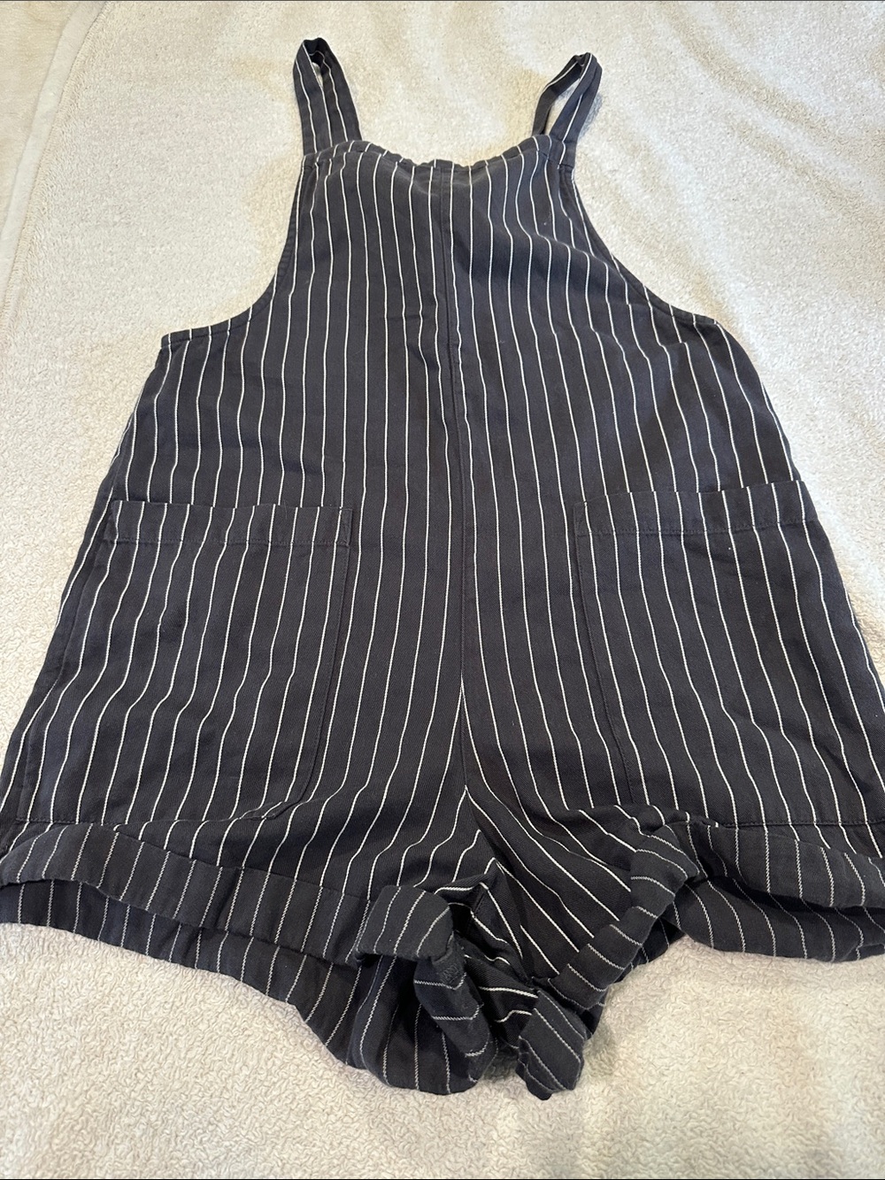 Striped dark gray  & White Romper Overalls size XS
